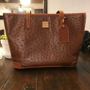 Dooney and Bourke Ostrich Charleston Handbag in Cognac